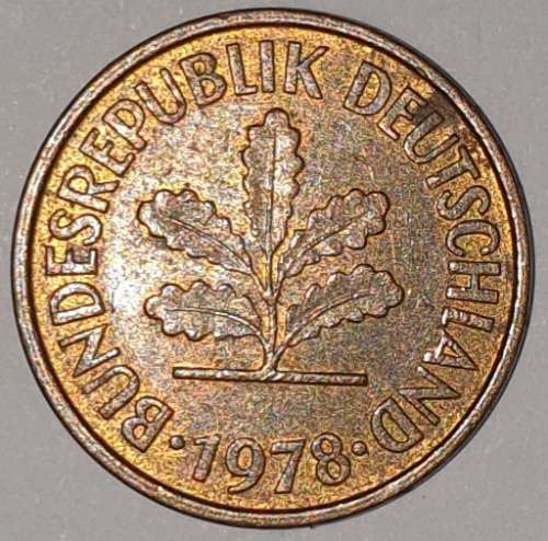 1978 D - 5 PFENNIG - FIVE PFENNIG - GERMANY - FEDERAL REPUBLIC - (Brass Clad Steel)